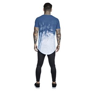 Mode-Mens EU-storlek T-shirts Sommar bläck tryckt designer t-shirt tunna nya longline mode casual toppar kortärmad
