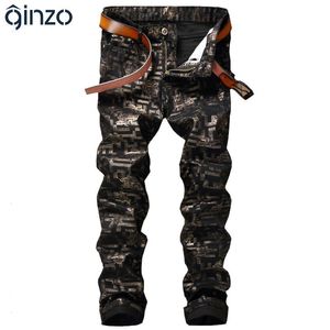 2018 Men's fashion flower print jeans Male casual black denim pants Long trousers