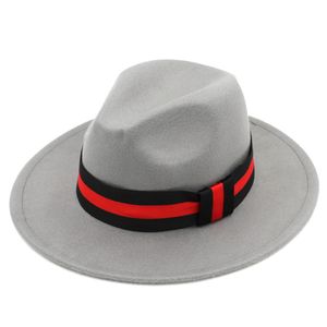 Fashion-Vintage мужские полушерстяного Panama Hat Джаз Открытый Широкий Брим Сомбреро GodfatheFedora Шляпа Размер 56-58cm