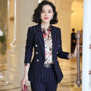 Casual office professional striped suit suit women's spring and autumn new fashion temperament British style overalls