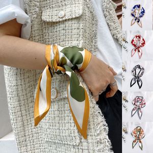 2020 Женщины моды ленты шелковый шарф Красивые печати Девочки шейный платок ручки сумки Обертывания Samll шеи шарфы