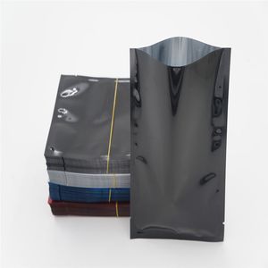 200pcs 6*9cm Black Open Top Heat Seal Packaging Bag Aluminum Foil Mylar Pouches Small Flat Power Storage Bags Pouch