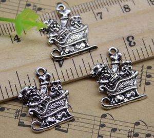 100st Xmas Santa Claus Alloy Charms Pendant Retro Julsmycken Göra DIY Keychain Forntida silverhänge för armband Örhängen 16x20m