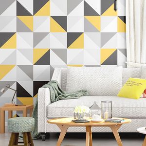 Dekoration Maison Nordic Black White Triangle Wall Papers Heminredning Minimalistisk ins geometrisk tapet för vardagsrum