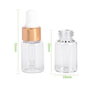 2ml Clear Glass Dropper Flaskor 15 st Små Mini Essential Oljevenor, Refillerbar DIY Kosmetisk Container Vätska Droppare Flaska Gratis Shippin