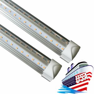 4ft 5ft 6ft 8ft LED-rörlampor V-formade integrerade LED-tubelight-fixturer 4 rad lysdioder SMD2835 LED-lampor 100 lm/w lager i USA Crestech