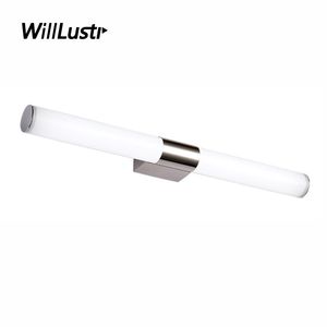 Minimalist LED Wall Sconce Acrylic Stainless Steel Mirror Lamp Hotel Restaurant Bathroom Cloakroom Dressing Room Vanity Light