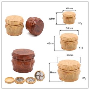 Wood Tobacco Grinder Wooden Spice Herb Hand Grinder Smoke Crusher 40mm 50mm 63mm 4 parts for Smoking Accessories Tobacco Grinders