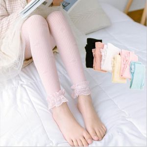 Girls Leggings Baby Lace Tights Candy Color Hollow Out Stretch Pants Kids Breathable Thin Pantyhose Mid Waist Warm Fashion Pants CYP547