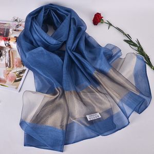 Hurtownie Spring Silk Scarf 2019 Gorąca Sprzedaż Panie Solidna Kolor Szal Szal Moda Długa Neck Pierścień Pierścień Prezenty Hurtownie 200x70CM