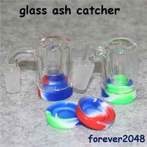 Hookah Bong Ashcatcher med kvinnlig manlig 14mm Joint Bubbler Ash Catcher Silikonbehållare för Glass Bongs vattenrör