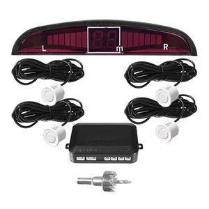 Double CPU 4 Car Parking System Kit Sensors with LED Display - Black