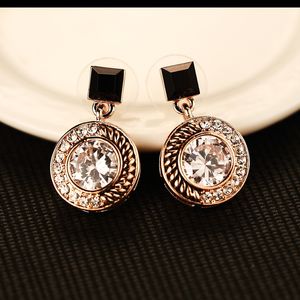 exquisite fashion luxury designer cute beautiful crystal diamond zircon simple elegant circle stud earrings for woman