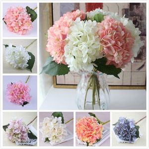 18 colors artificial hydrangea flower fake silk single real touch bouquet hydrangeas for wedding centerpieces home party decorative flowers