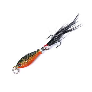 HENGJIA 100pcs/lot 2.5cm 5g 3D Eyes Mini Package Lead Fish Feather Road sub bait metal Fish bait Free shipping