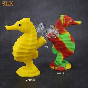 Seahorse Shape Hookah Tobacco Fumando cachimbo para chapado Preço por atacado Silicone Water Bong Siliclab Design Mini Dab Rig Bubbler Pot