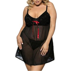 2019 Sexy Night Dress Lace Lingerie Dress Women Homewear Night Gowns + G-string Sexy Panties Nightwear Sleepwear Sets Pluse Size