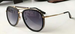 Luxo-ouro preto piloto óculos de sol cinza lente de fumo sol óculos masculinos desenhador óculos de sol dirigindo óculos Novo com caixa