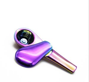 Colourful stainless steel spoon pipe smoking ferromagnetic spoon shape metal pipe tobacco