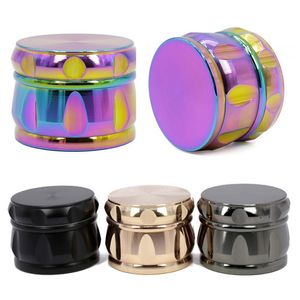 4 Layers Drum Shape Herb Grinder Ice Blue Rainbow Grinders Chamfering Ginders Tobacco Colorful Zinc Alloy Grinder 5963
