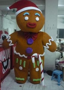 2019 Factory Hot Gingerbread Man Maskotus Kostium z czerwonym Santa Hat dla dorosłych do noszenia na sprzedaż