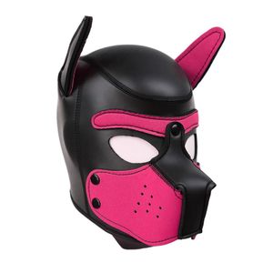 2020 Party Masks Pup Puppy Play Dog Hood Mask Padded Latex Rubber Role Play Cosplay Full Head+Ears Halloween Mask Sex Toy For Couples M889