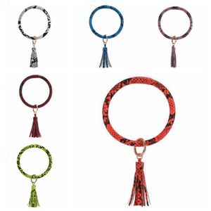 Circle Chaveiro Chaveiro Keyring Borla Bangada Chaveiro Braceletes Couro Couro O Pulseira Pulseira Titular Moda Meninas Pingente Pulseira AzyQ6562