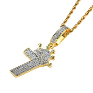 Moda- Número 7 Diamantes Pingente Colares para Homens Mulheres Números Colar de Luxo Real Banhado A Ouro Cobre Zircons Cadeia de Aniversário Presente