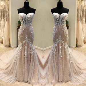 Glamorous 3D Kwiatowa Koronka Syrenka Różowe Suknie Ślubne Sweetheart Plus Size 2019 Nigerii Kraj Arabska suknia ślubna Bride Dress Custom