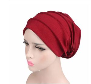 女性の綿の呼吸帽子新しい女性のハイハブスターバン弾性布ヘッドキャップ帽子レディースヘアアクセサリーイスラム教徒のスカーフキャップGB948