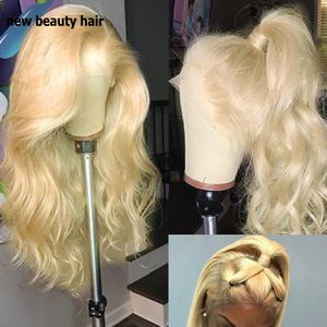 Mode Blonde 360 Spitze Frontal Volle Perücken Mittelteil Promi Synthetische Perücke Mit Baby Haar Für Schwarz Weiß Frauen