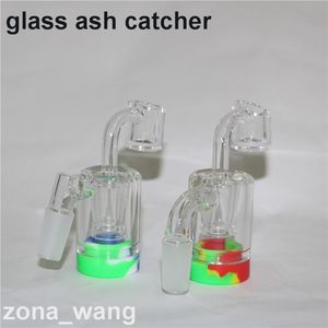 Wasserpfeifen Glas-Aschefängerschalen männlich 14 mm 18 mm Joint Bubbler Perc Ashcatcher mit 4 mm Quarz-Banger-Bong Silikon-Wachs enthalten