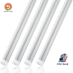 Zasoby w USA + 2FT 4FT 5FT 6FT 8FT LED Lights Lights V kształt Zintegrowane rury LED 8 FT Lampy zamrażarki LED LED