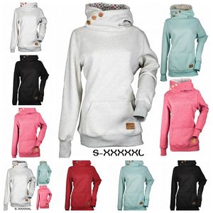 Women's Hoodies Sweatshirts 2022 European autumn winter new solid color pullover casual high collar long sleeve pocket button sweater