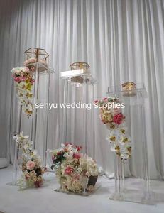 Senaste Bröllopsdekoration Clear Acrylic Crystal Candelabra Candle Holder Candlestick Table Centerpiece Senyu0167