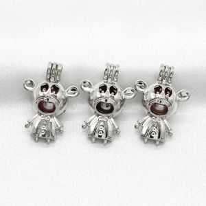 10 Stück Silber Kreative Bär Perlenkäfig Medaillons Ätherisches Öl Diffusor Perlenkäfig Anhänger Halskette Charms für Austernperle