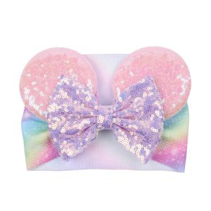 Big bow wide haidband cute baby girls hair accessories sequined mouse ear girl headband 16 colors new design holidays makeup costume band Abbb1