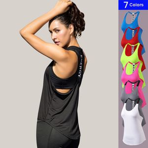 Preço barato do esporte que funciona Yoga Atlético Womens Sexy Open Back Yoga Tops roupa do exercício 7colours Racerback alças Vest