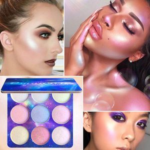 Cmaadu 9 cores 1 pc maquiagem facial glitter natural paleta de sombra shimmer face highlighter contorno reparo cosmético tslm2