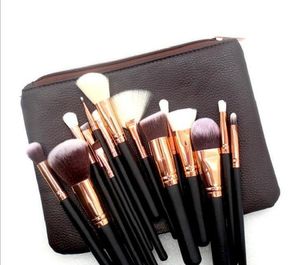 العلامة التجارية عالية الجودة فرشاة ماكياج 15pcs / brush مجموعة مع بو حقيبة المهنية مؤسسة استحى العين الظل فرشاة