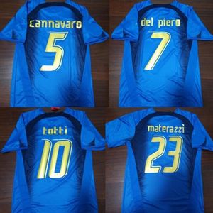 Retro Soccer Jerseys 2006 Maglia Italys Jersey Cannavaro del Piero Totti Pirlo Maillot Futbol Kabryczki Men Maillots de Football Jersey