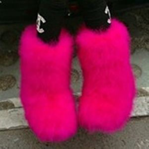 Avestruz de pelúcia feminina cabelos peludos botas de tornozelo neve acolhedores de inverno redonde