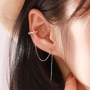 S925 Pure Silver Temperament Streamline Ear Hook Ear Chain Unique Sexy Design Earrings Sterling Silver Non Allergic Adjustable Earrings