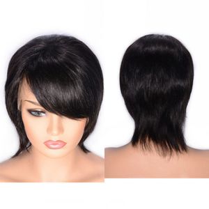 Peruvian Short Straight 13x4 Lace Front Wig 130% 8 inch Side Part Human Hair Wigs for Women
