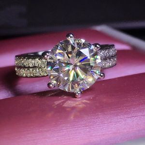 Vecalon Solitaire Ювелирные Изделия Реал 925 Стерлинговое Серебряное Кольцо 3CT Sona Diamond CZ Обручальные кольца для женщин Мужчины Bijoux