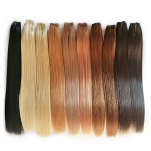 Alimagic Black Bronw Choklad Blondin Human Hair Weave Straight European Virgin Hair Russian Brasilian Hair Weave Bundles 18 20 22 24 26