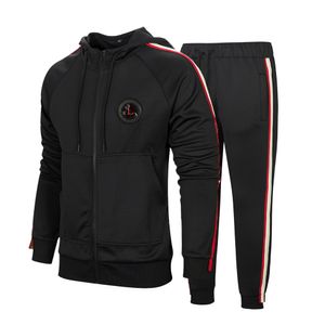 Men's Tracksuits Men Tracksuit Autumn Zipper Print Hoodies Pants Sets Sport Suit with 3 Colors EUR Size S-2XL