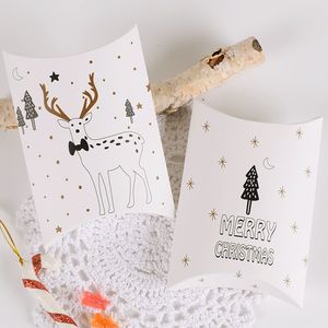 Gift Wrap Christmas White Simple Wind Candy Cookies Gift Pellow Form Folding Box Bear Elk 3 Tr￤d God julm￶nster 14x10x2 8cm