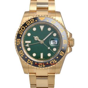 Julklapp Original Box Certifikat Mens Klockor 116718 Gul guld Keramisk Bezel Green Ring 40mm Watch