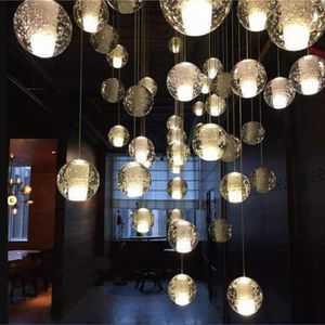 LED Crystal Glass Ball Pendant Lamp Meteor Regn Taklampa Meteorisk Dusch Trappa Bar DropLight Ljuskrona Lighting AC110V-240V